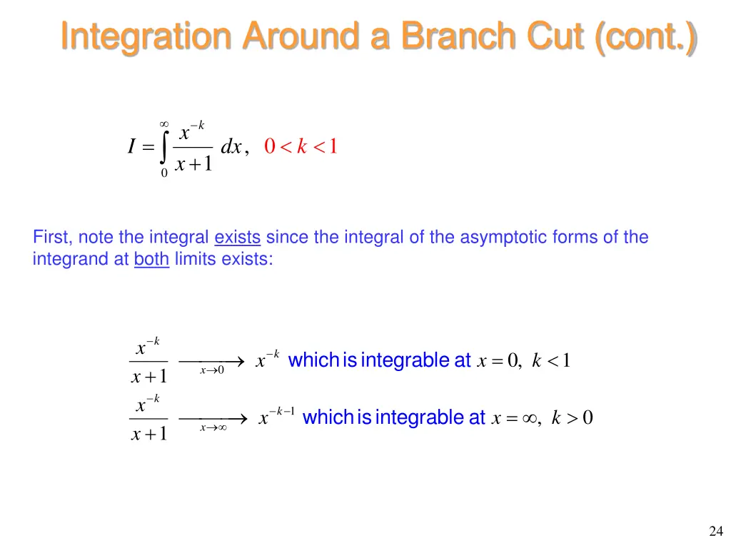 integration around a branch cut cont