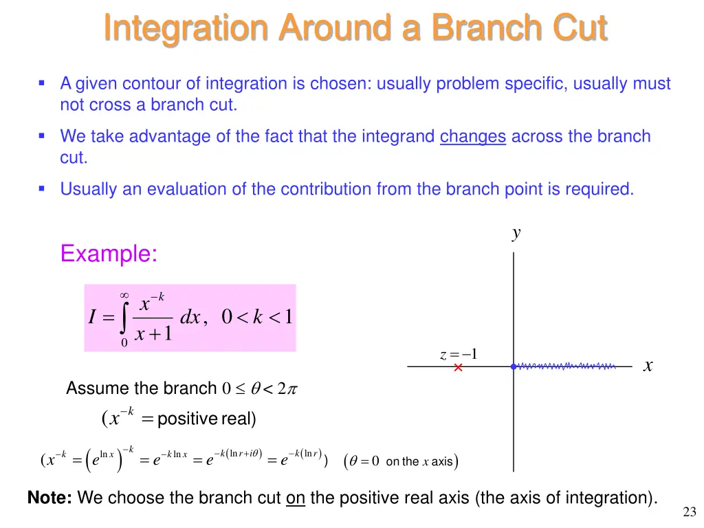 integration around a branch cut