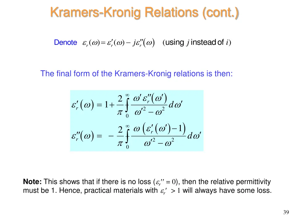 kramers kronig relations cont