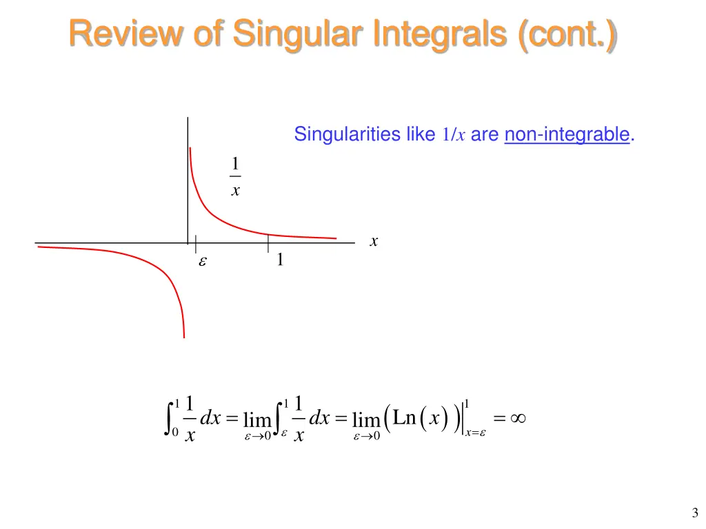 review of singular integrals cont