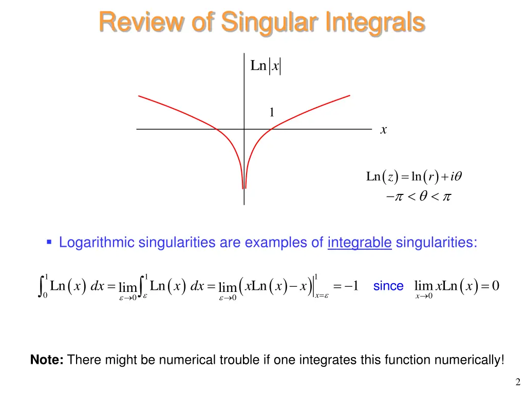 review of singular integrals