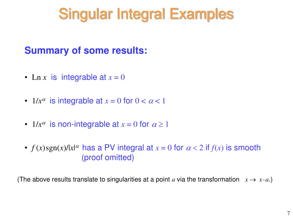 singular integral examples