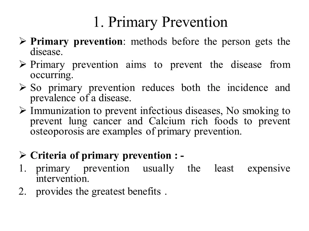 1 primary prevention