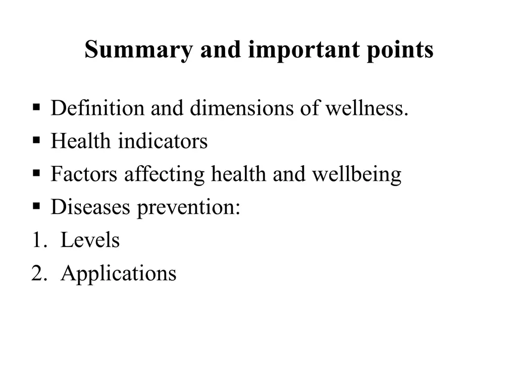 summary and important points