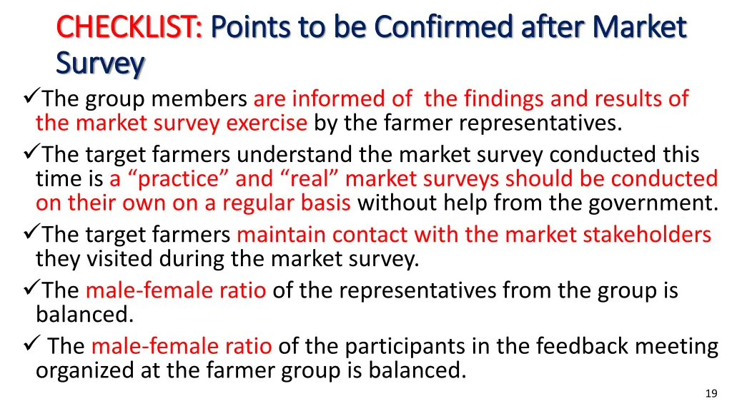 checklist checklist points to be confirmed after