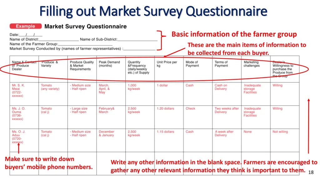 filling out market survey questionnaire filling