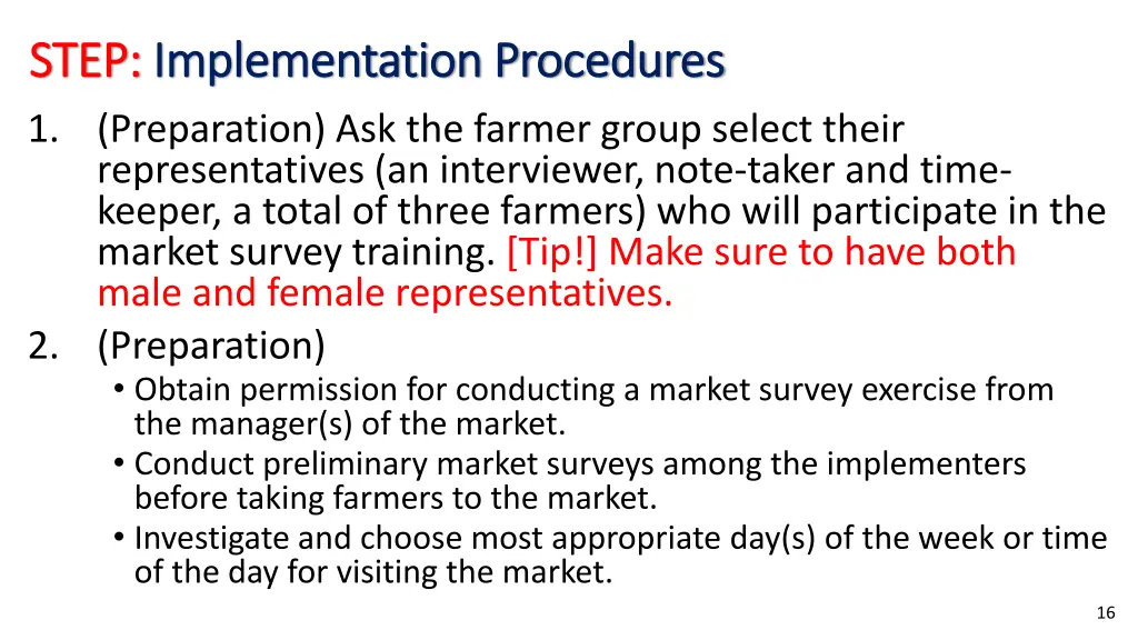 step step implementation procedures