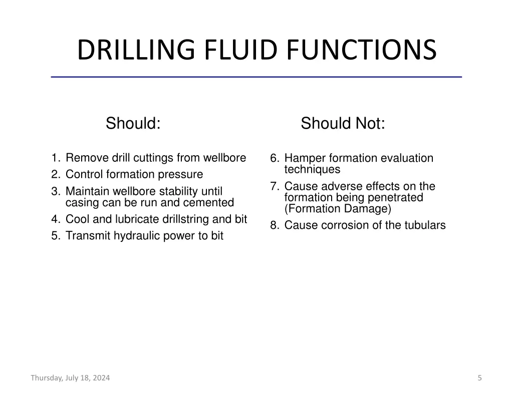 drilling fluid functions 1