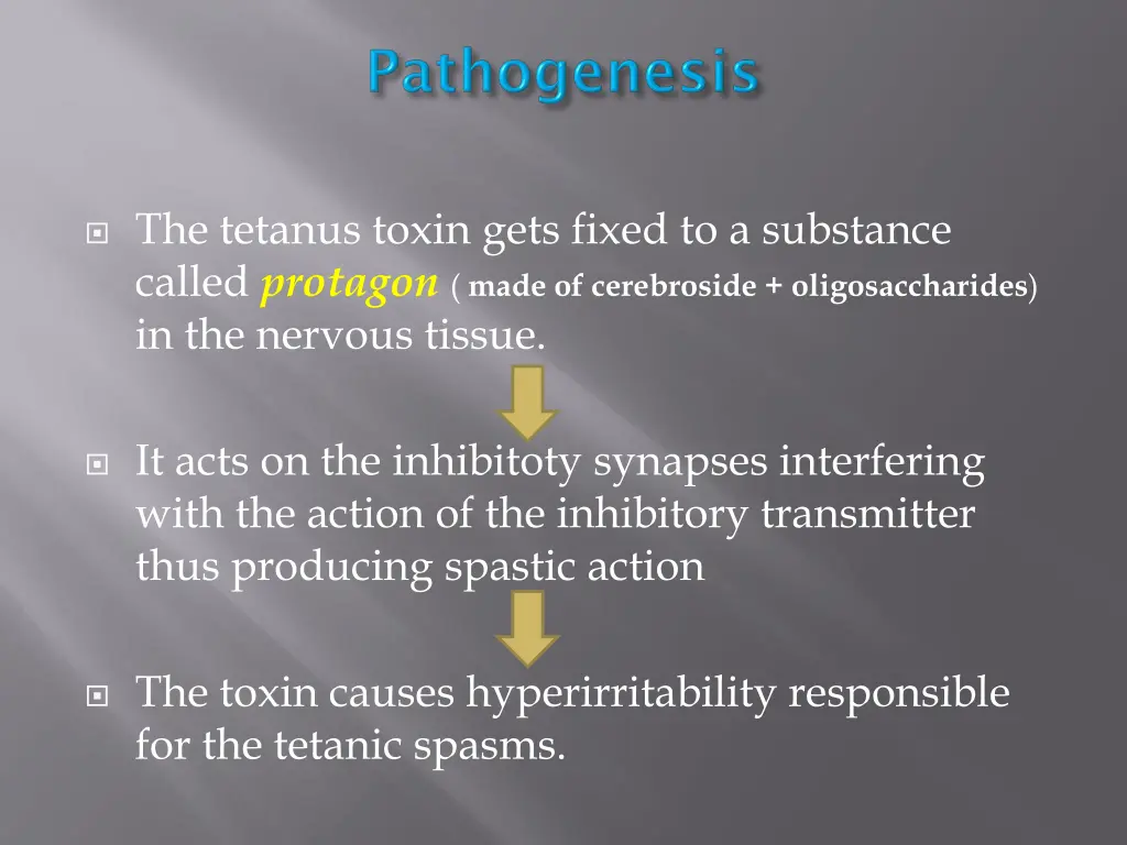 the tetanus toxin gets fixed to a substance