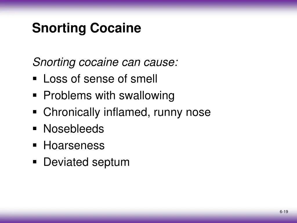 snorting cocaine