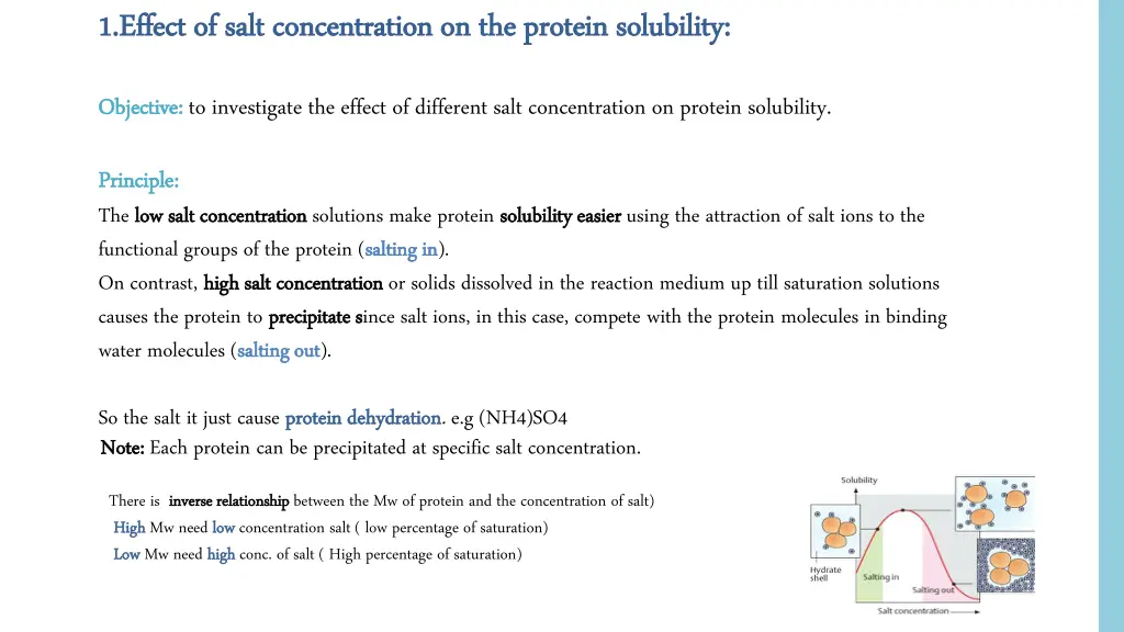 1 1 effect of salt concentration on the protein