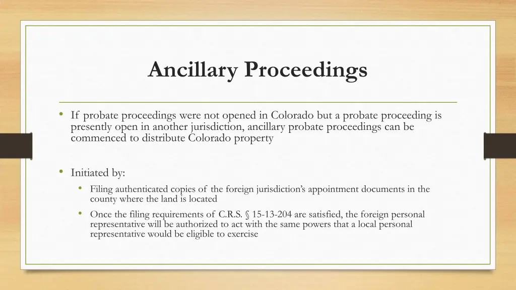 ancillary proceedings 1