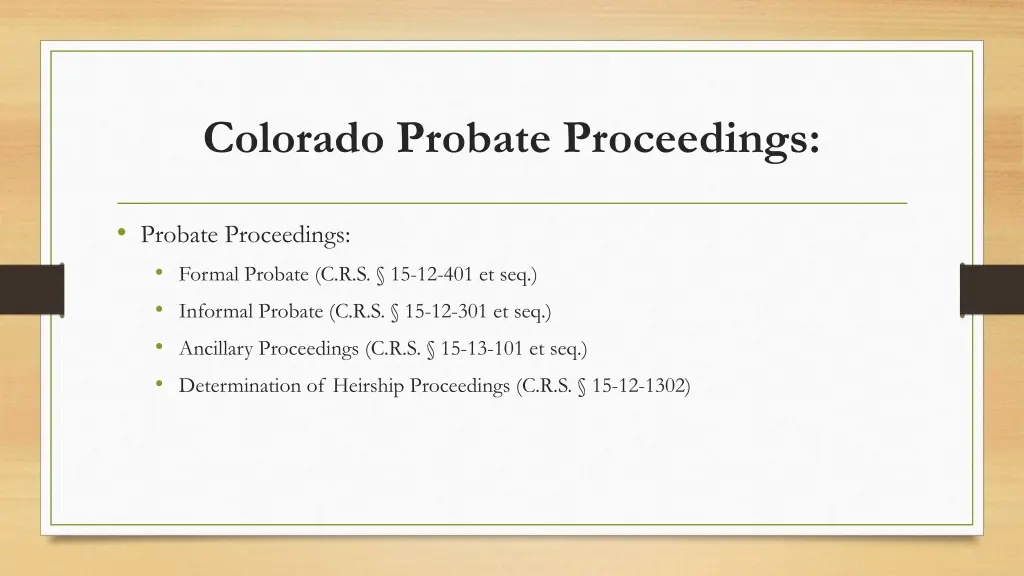 colorado probate proceedings