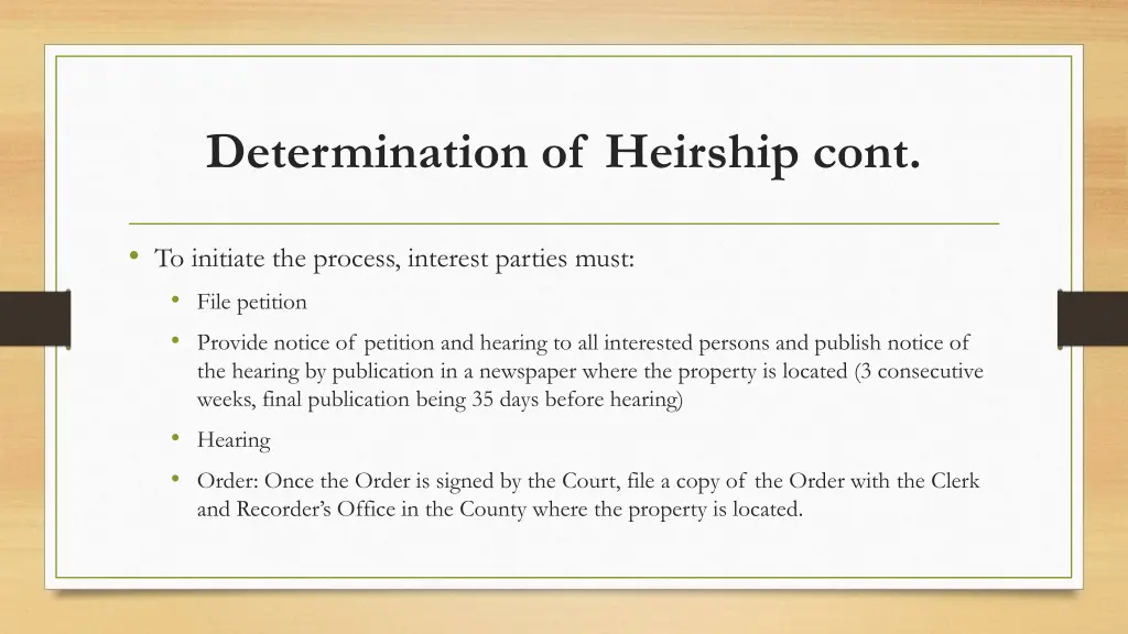 determination of heirship cont