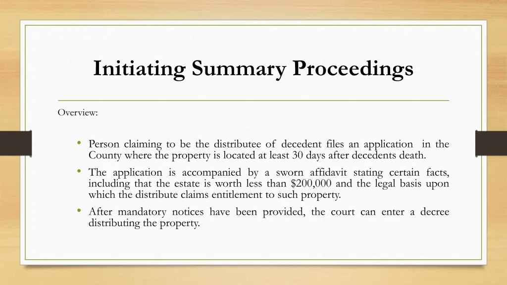 initiating summary proceedings