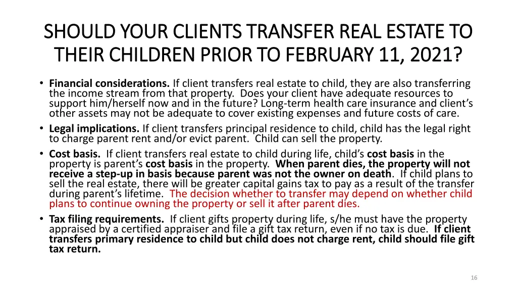 should your clients transfer real estate