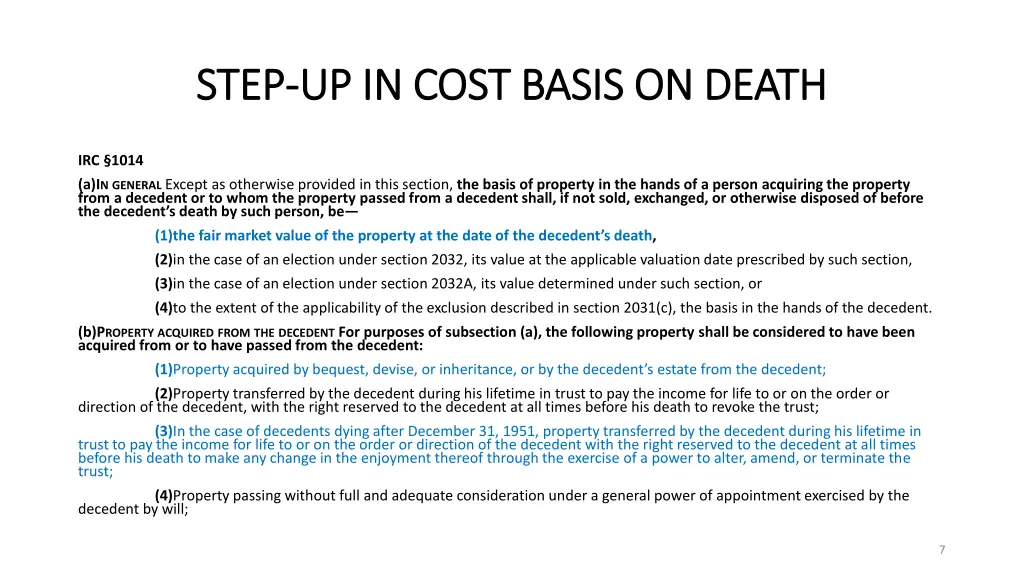 step step up in cost basis on death up in cost