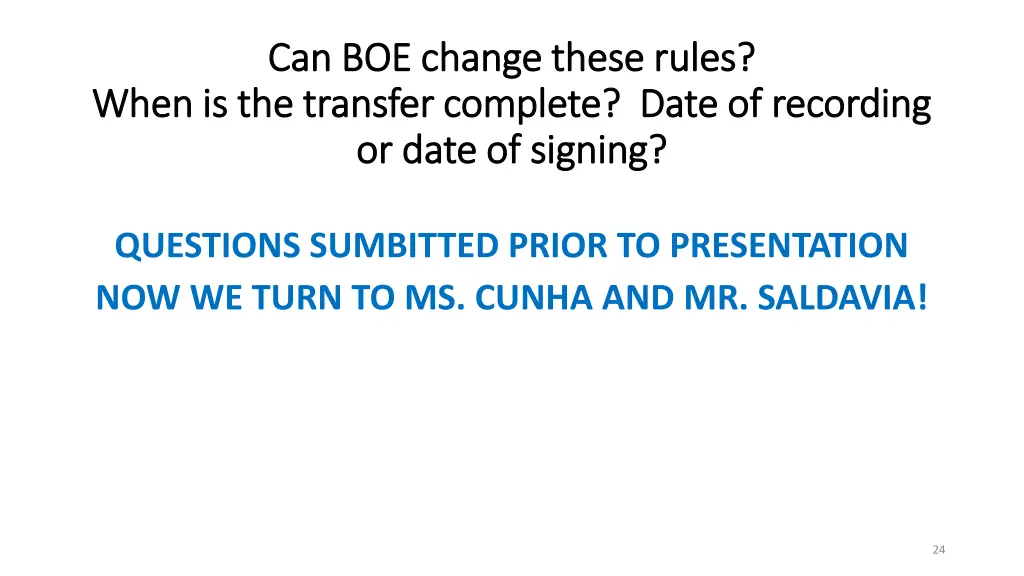 can boe change these rules can boe change these