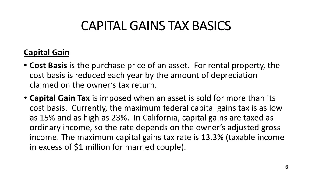 capital gains tax basics capital gains tax basics