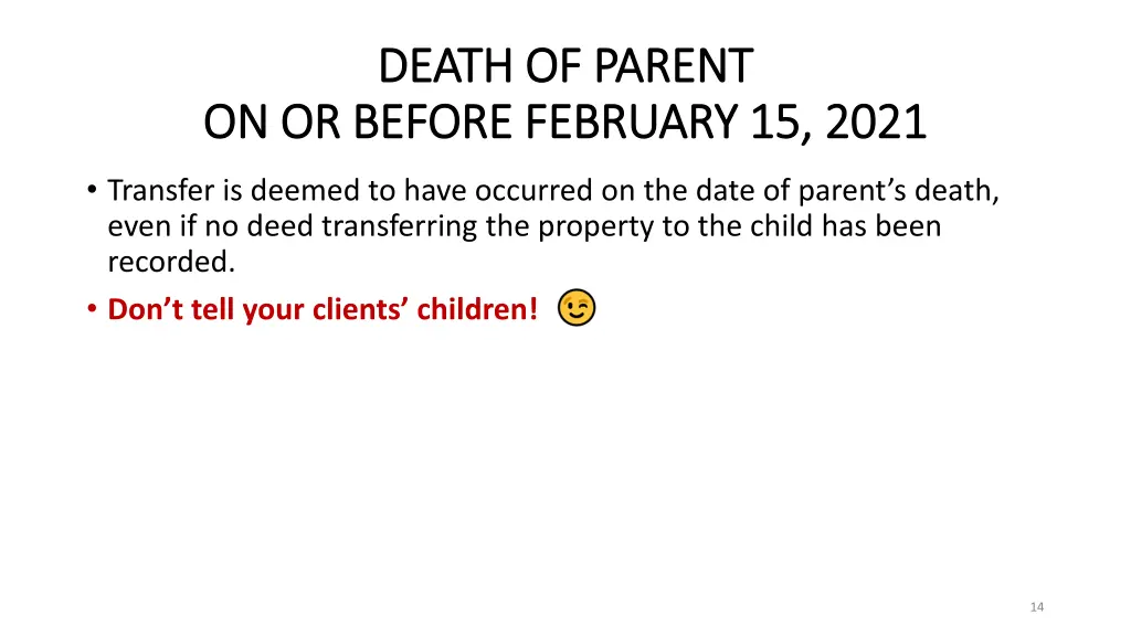 death of parent death of parent on or before