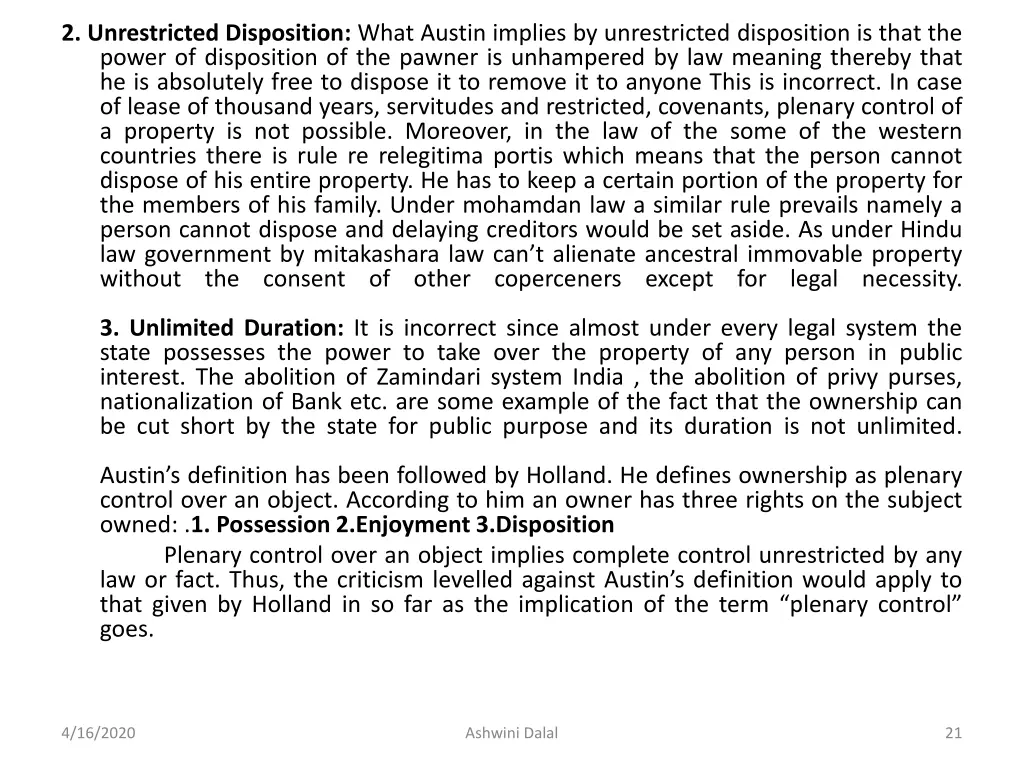 2 unrestricted disposition what austin implies