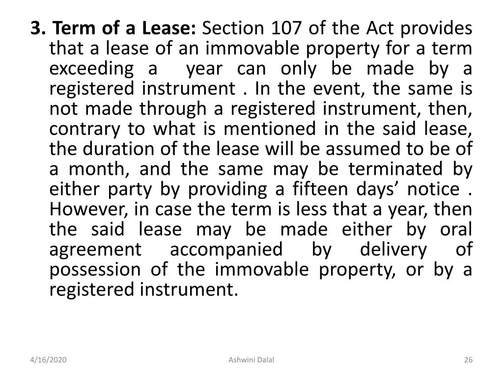 3 term of a lease section 107 of the act provides