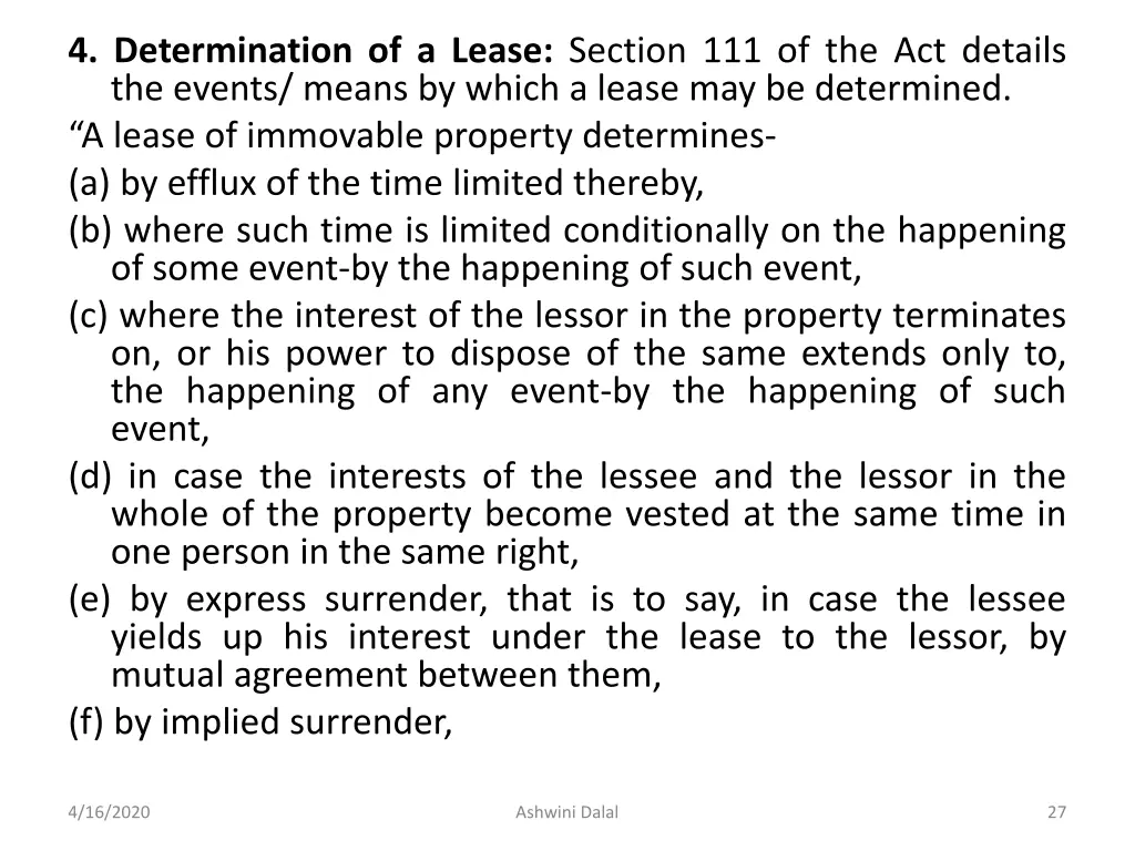 4 determination of a lease section