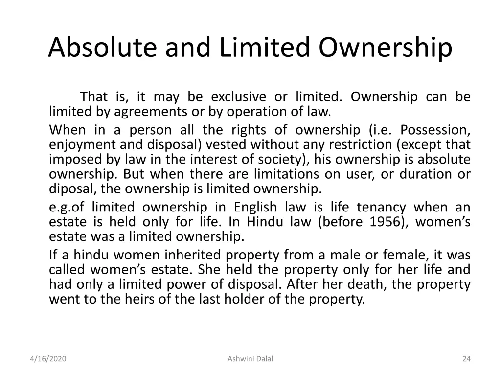 absolute and limited ownership