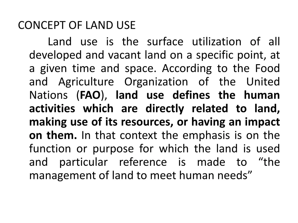 concept of land use land use is the surface