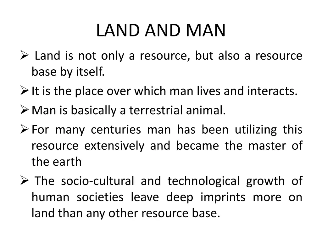 land and man