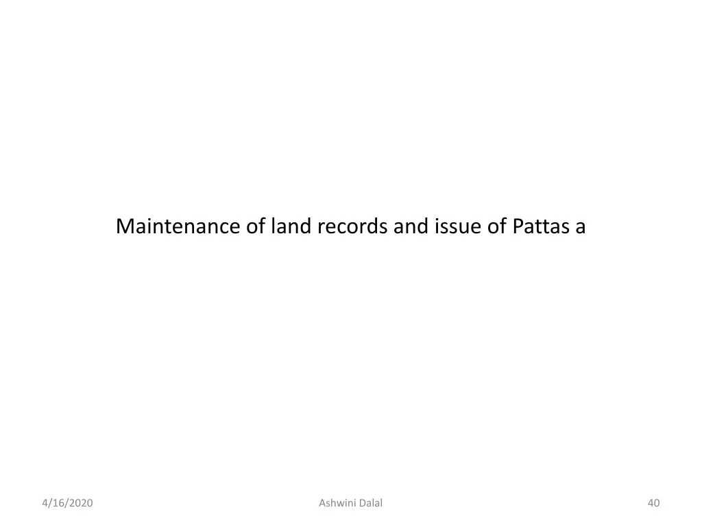 maintenance of land records and issue of pattas a