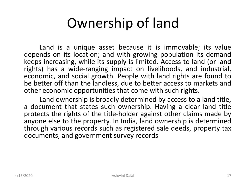 ownership of land