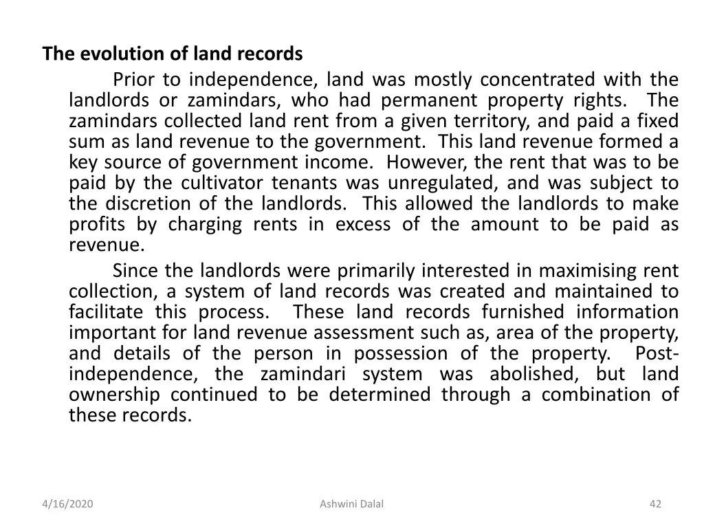 the evolution of land records prior