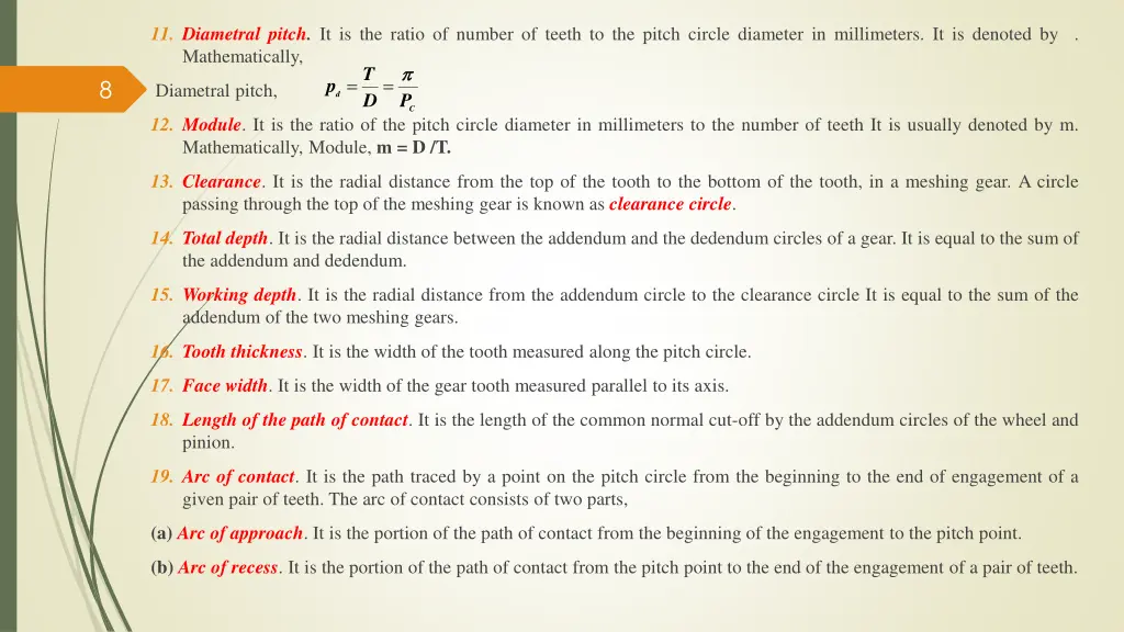 11 diametral pitch it is the ratio of number