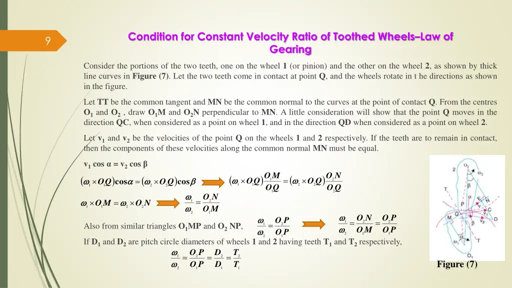 condition for constant velocity ratio of toothed