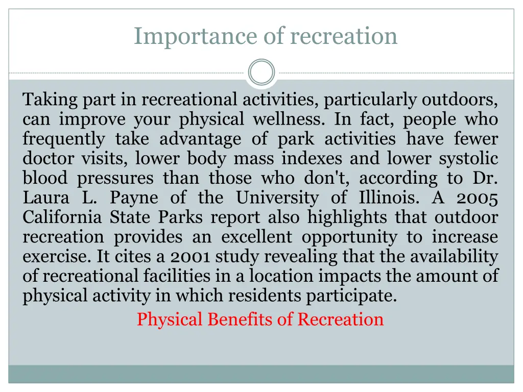 importance of recreation