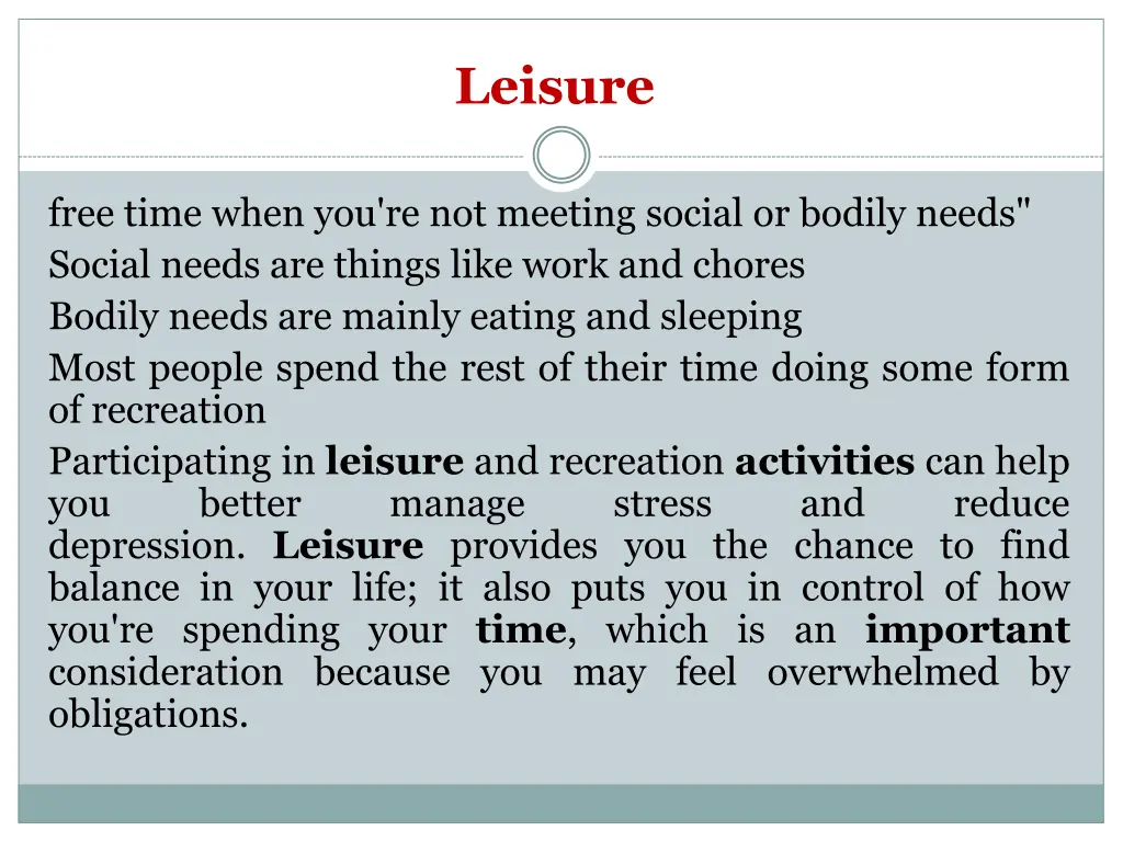 leisure