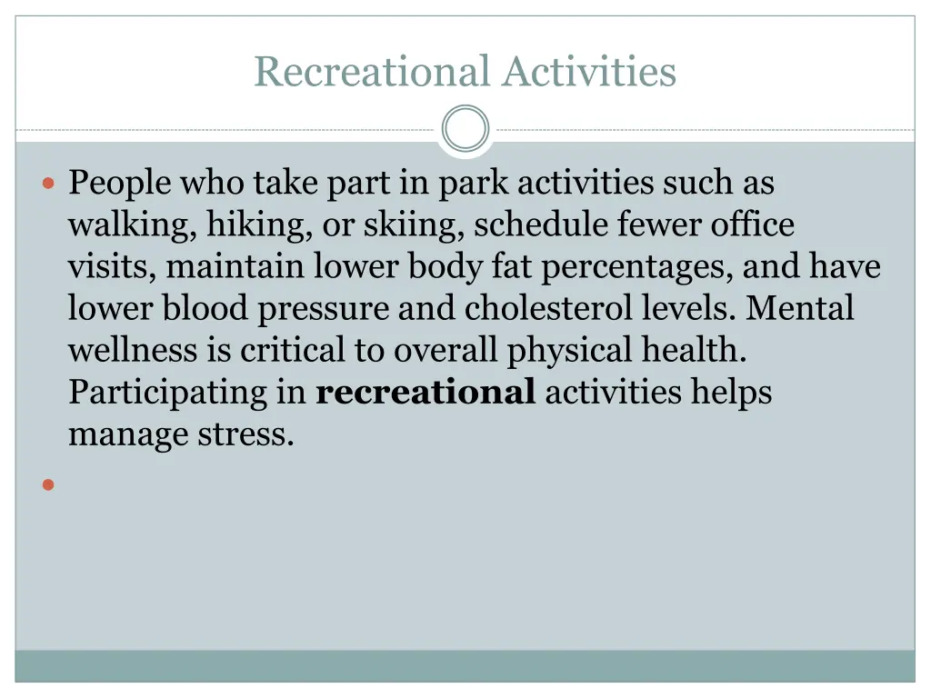 recreational activities