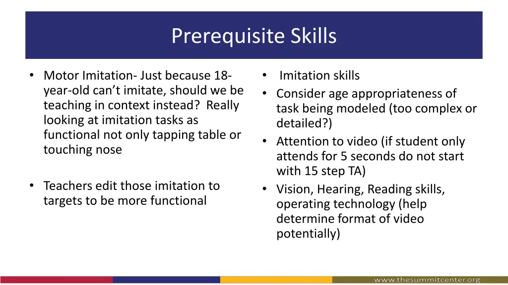 prerequisite skills