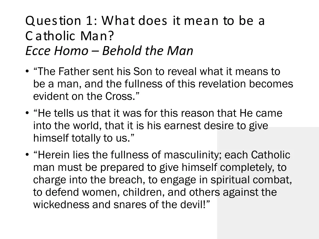 question 1 what does it mean to be a catholic