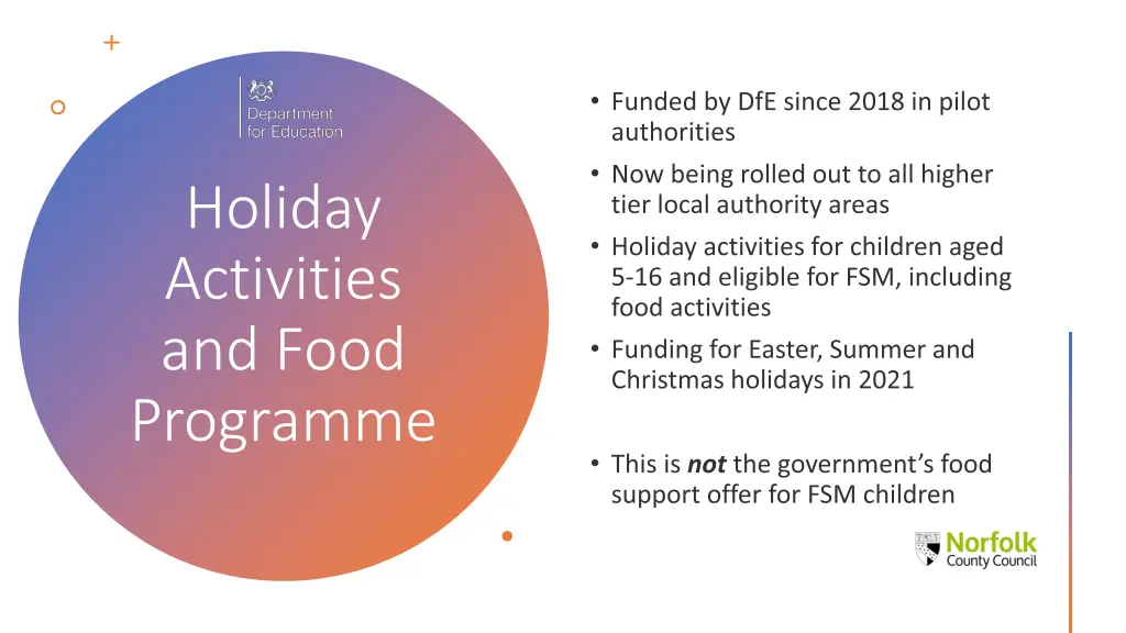 holiday activities and food programme