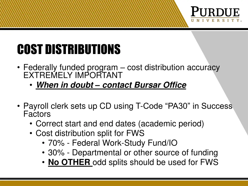 cost distributions