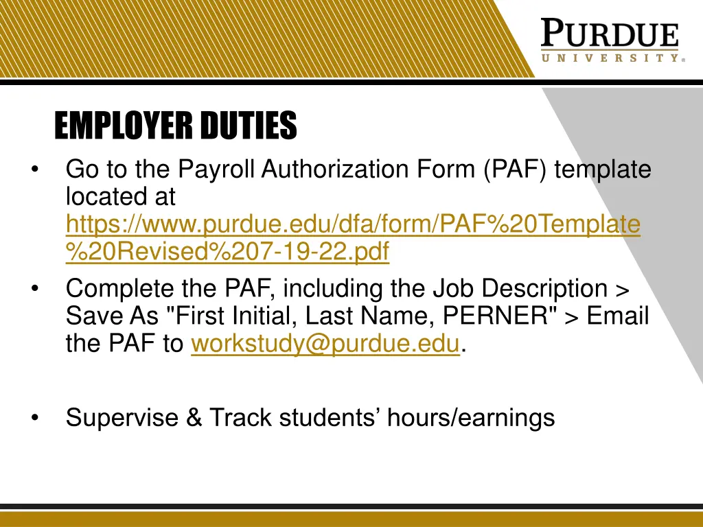 employer duties go to the payroll authorization