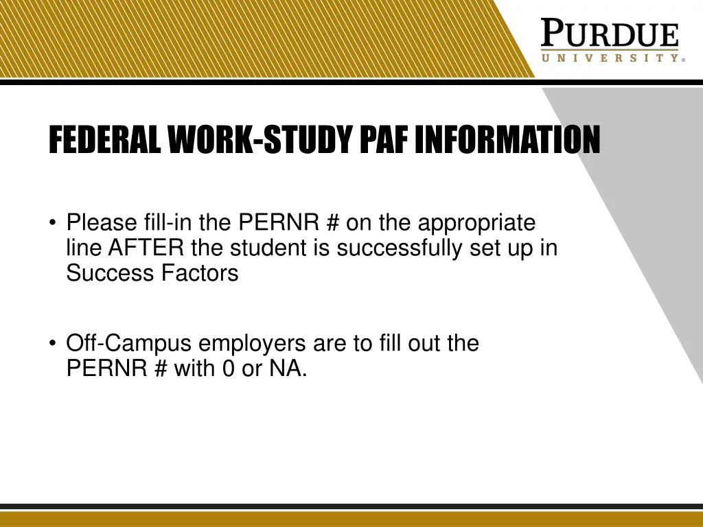 federal work study paf information