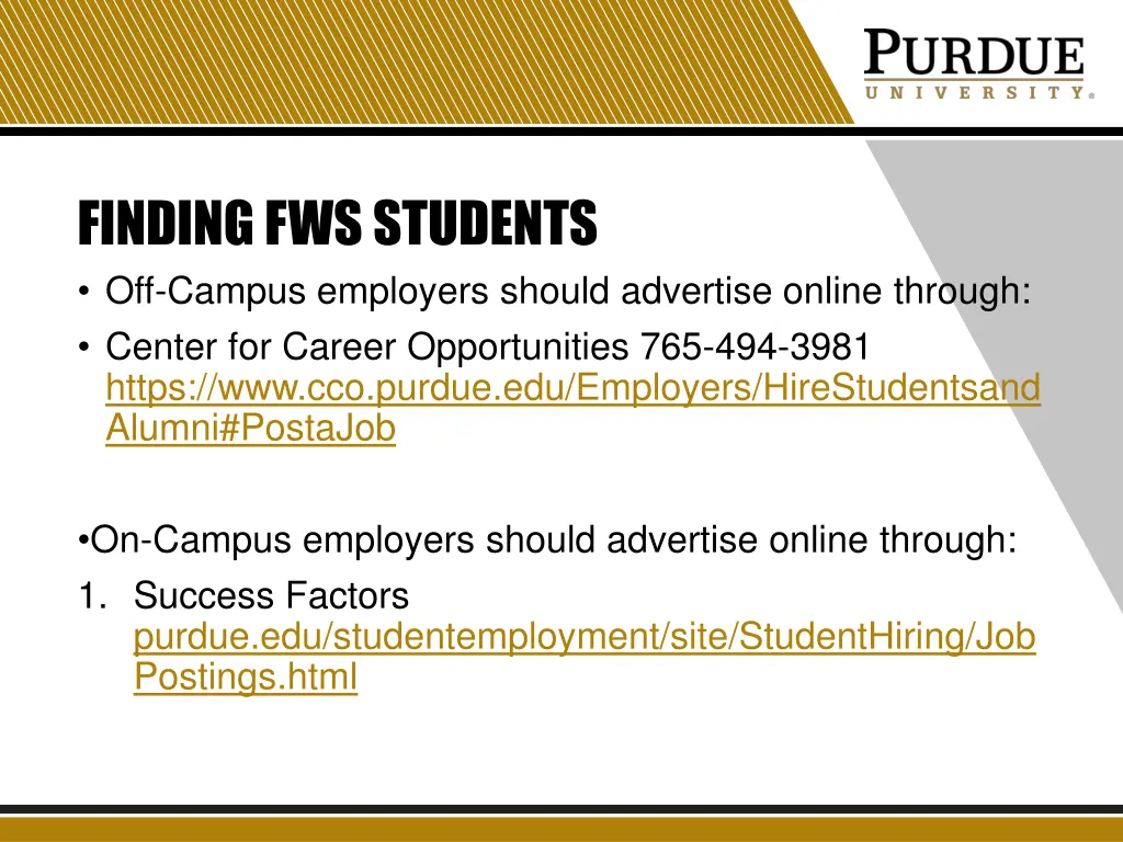 finding fws students off campus employers should