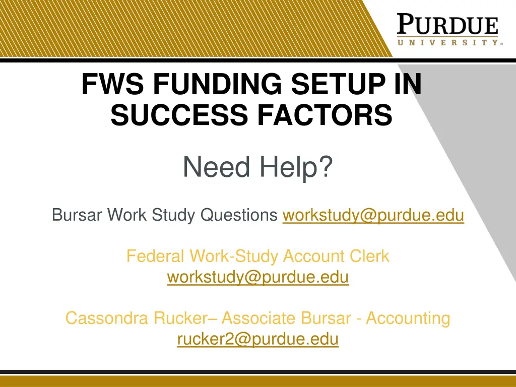 fws funding setup in success factors