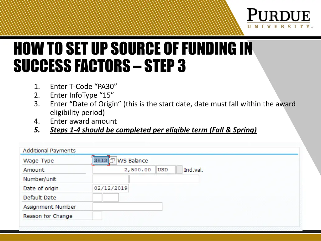 how to set up source of funding in success 2