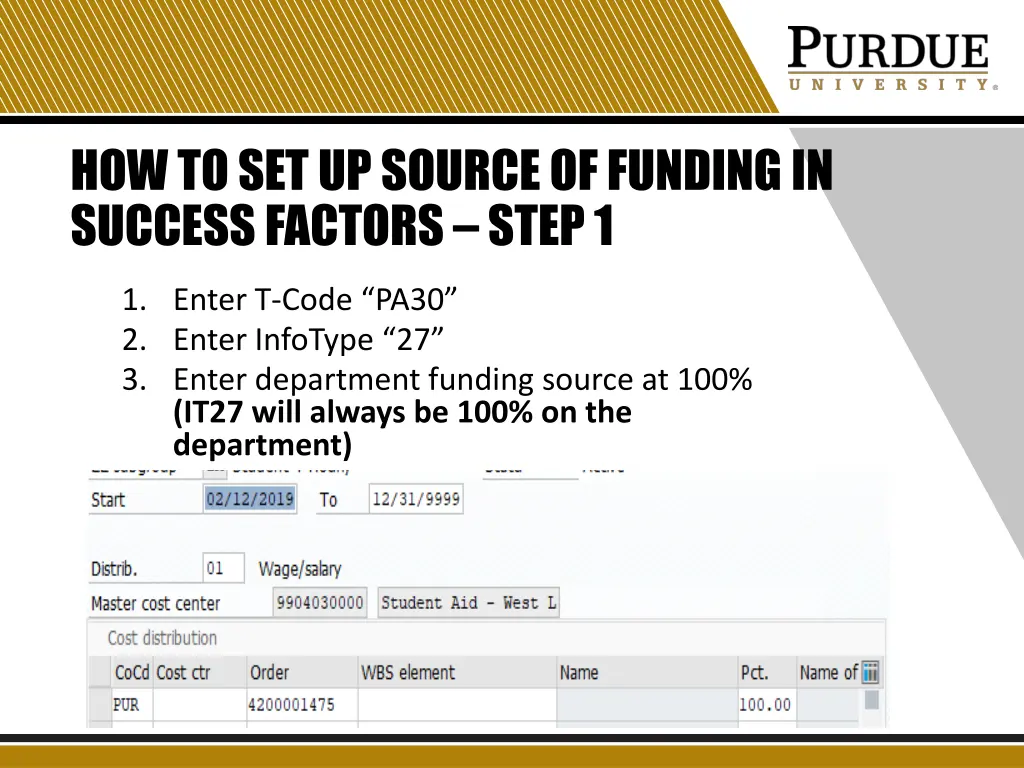 how to set up source of funding in success