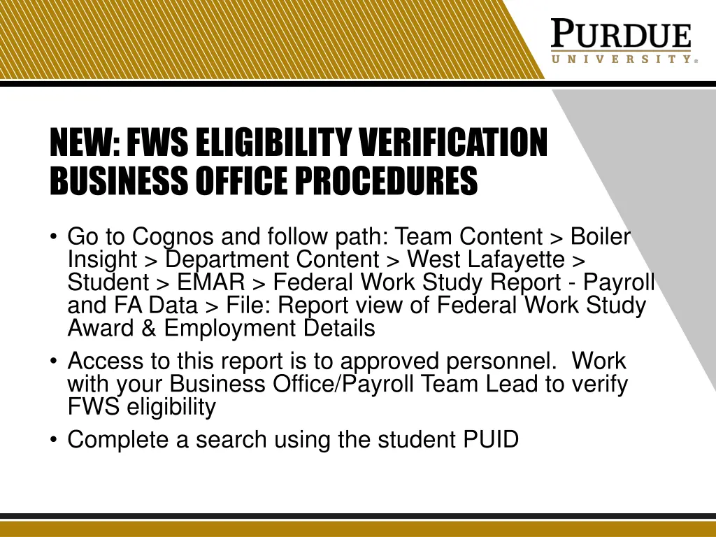 new fws eligibility verification business office