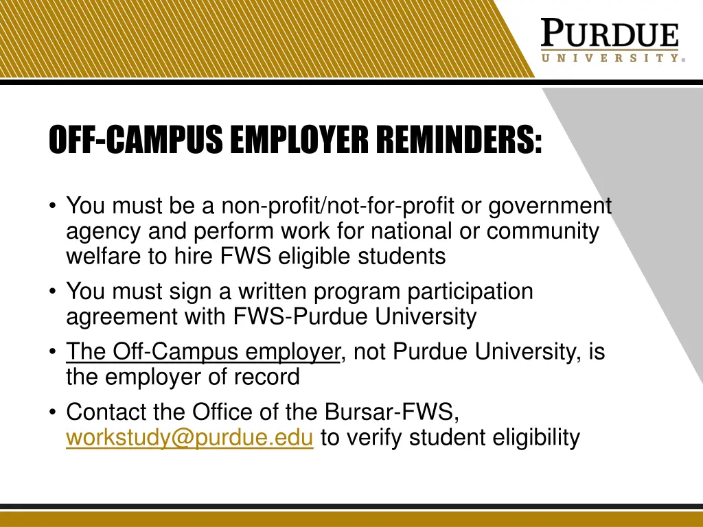 off campus employer reminders